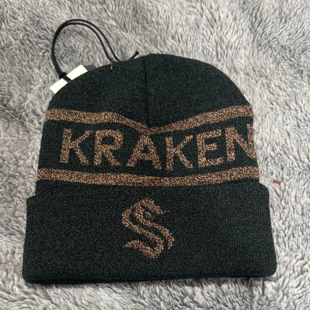 Filson Dark Green and Brown Knit Hat+Kraken limited edition beanie NWT - Picture 2 of 2